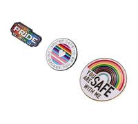 WATIIFUFU Lot de 3 Broches Arc-en-Ciel Métalliques Émaillées Badges Décoratifs de Cœur Accessoires Légers pour Vêtements Paquet et Vestes Épingles Colorées pour Personnalisation