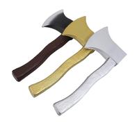 WATIIFUFU Lot de 3 Fausses Haches en PU Légères et Réalistes Accessoire de Déguisement Pirate et Bûcheron pour Halloween et Soirées Costumées Couleurs Or et Argenté Sécuritaire pour Garçon