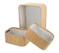 WATIIFUFU Lot de 3 Paniers en Bambou Tressé Rustique, Structure Solide, Capacité Adaptée pour Rangement Maison ou Pique-niques, Légers et Multifonctions