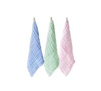 WATIIFUFU Lot de 3 Serviettes Visage Bébé en Coton Absorbant, Petites Serviettes Carrées pour Garçon et Filles, Couleurs Vert, Bleu, Rose, Adaptées Soin du Visage et Essuie-salive,