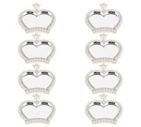 WATIIFUFU Lot de 8 Autocollants Miroir Couronne Argentée avec Strass Adhésifs pour Coque de Téléphone Portable, Décorations DIY pour Maquillage et Accessoires Smartphone, Mini