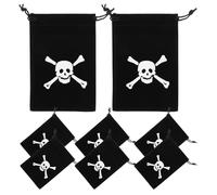 WATIIFUFU Lot de 8 Pochettes Présent Pirate en Tissu Noir Paquet à Cordon 10X14 CM Petite Bourse à Monnaie pour Fêtes Anniversaires et Emballage Présent Noël Accessoire Rangement