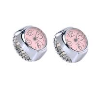 WATIIFUFU Montre Bague Couple en Métal Rose 2pcs Affichage Miniature Temps, Design Créatif et Pratique pour Femmes et Hommes, Accessoire Élégant et Unique
