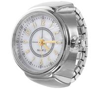 WATIIFUFU Montre-bague Numérique Argentée Taille 2 pour Femmes et Hommes, Bague Élastique Ronde à Quartz, Montre Miniature Pratique, Accessoire Bijou Quotidien Facile à Lire