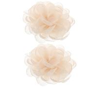 WATIIFUFU Paire de Clips pour Chaussures Élégants en Tulle Beige Fleur Camélia Détachable, Décoration Lavable Polyvalente pour Occasions Formelles et Décontractées