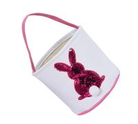 WATIIFUFU Panier de Bonbons de Pâques en Coton Rose Lapin, Panier Portable pour Garçon et Filles, Paquet de Rangement de Fête de Pâques, Pochette Présent Décorative, 1 Pièce