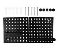 WATIIFUFU Panneau Perforé Mural Noir Multifonction 1 Kit avec Crochets et Étagères en Plastique pour Rangement la Cuisine Salle de Bain Atelier Bricolage sans Perçage