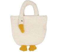 WATIIFUFU Paquet en Peluche Forme Oie Poignée Col Cygne, Paquet Cabas Fourre-tout Femme en Fausse Laine D'agneau, Couleur Crème, Pochette Douce et Spacieuse pour Sorties, Voyages et Usage