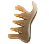WATIIFUFU Peigne Guasha en Corne de Bœuf Naturel, 5 Dents, 11x5,5 Cm, Masseur de Cuir Chevelu et Corps, Outil de Massage à Grattage pour Relaxation et Bien-être, Usage Visage, Cou et Dos