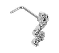 WATIIFUFU Piercing Nez Serpent Acier Inoxydable Zircone, Anneau de Nez de L, Bijou Corps pour Femmes et Filles, Acier 11 Argenté, Style Original Quotidien
