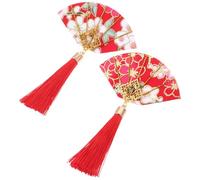 WATIIFUFU Pinces À Cheveux Élégantes À Fleurs Rouges Pinces À Cheveux À Pompons Pour Femmes Et Filles Accessoires Pour Cheveux Pour Mariages Et Réunions De Famille
