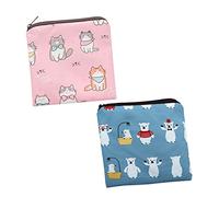 WATIIFUFU Pochette Menstruelle Étanche en Cartoon Lot de 2 Paquet de Rangement pour Serviettes Hygiéniques Compact et Réutilisable pour École et Bureau Présents pour Filles et Femmes