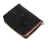 WATIIFUFU Porte-Cartes de Visite en PU Grain Litchi Noir Portefeuille Zippé à Deux Volets Grand Rangement Accordéon Porte-Cartes d'Identité Compact pour Usage Quotidien et Voyage