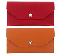 WATIIFUFU Porte-Cartes en PU Cuir Portefeuille Enveloppe Réutilisable Lot 2 Pièces Unisexe Gestion Budget Format Long Marron Rouge Foncé Portable