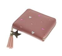 WATIIFUFU Porte- Cartoon PU pour Femmes Petit Sac De Rangement Cuir Synthétique Pochette à Cartes Et Change Rose
