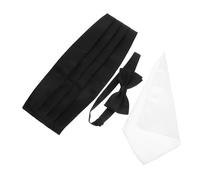 WATIIFUFU Set de Ceinture Cummerbund Noeud et Pochette Polyester pour Mariage et Soirée Formelle Ensemble Trois Noir et Blanc Élégant avec Couture Précise Accessoires Coordonnés pour Homme