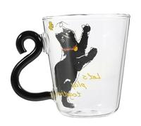 WATIIFUFU Tasse à Café en Verre de 250 Ml avec Poignée Forme Chat Noir, Surface Lisse Facile à Entretenir, Maison Book Bar