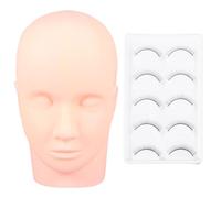 WATIIFUFU Tête de Mannequin en Silicone Amovible Couleur Beige Kit Facile à Utiliser pour Entraînement Extension de Cils pour Maquillage et Démonstration du Corps Humain
