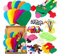 WATINC 12 Pcs Animal Main Marionnettes Kit de Fabrication pour Enfants DIY Art Artisanat Articles de Fête Enfants Jeu de Rôle Jouets Feutre Gant Marionnettes Montrer DIY Feutre Décors