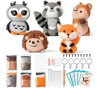WATINC 25Pcs Woodland Animal Needle Felting Starter Kit Bricolage Aiguilletage Artisanat Feutre Outils Feutre Aiguille Mousse Coussin Hérisson Écureuil Noh Poupée Laine Fournitures de Fête Débutants
