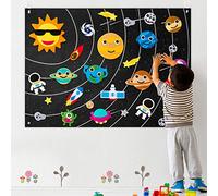 WATINC 35 Système Solaire Feutre Tableau d'histoire Kit pour Enfants Récit Univers Flanelle Laboratoire Spatial Jouets Planètes Alien Galaxy Jouets