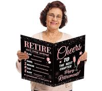 WATINC Carte de départ à la retraite - Carte de vœux Jumbo Happy Retirement - Grand livre d'or pour signer des fournitures de fête d'adieu, affiche de signature d'adieu pour bureau, homme et femme (or