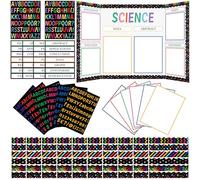 WATINC Fournitures de tableau de foire scientifique pour la rentrée scolaire, lot de 46 pièces autocollantes pour projet de foire scientifique avec 8 lettres autocollantes, 10 sous-titres de