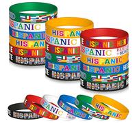 WATINC Lot de 120 bracelets en silicone pour le mois du patrimoine hispanique - Bracelet de sensibilisation à l'Amérique latine espagnole - Bracelet en caoutchouc inspirant - Cadeaux pour hommes et