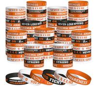 WATINC Lot de 120 bracelets en silicone pour sensibilisation à la leucémie - Mois de la sensibilisation à la leucémie - Ruban orange - Bracelet de motivation en caoutchouc avec mots inspirants pour