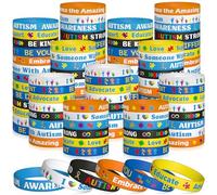 WATINC Lot de 120 bracelets en silicone pour sensibilisation à l'autisme - 6 pièces de puzzle colorées - Bracelets de motivation en caoutchouc avec messages inspirants pour hommes, femmes, adolescents