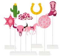 WATINC Lot de 21 décorations de table en feutre style cowgirl pour fête d'anniversaire, fête prénatale, enterrement de vie de jeune fille, rodéo, bottes roses en forme de fer à cheval discothèque