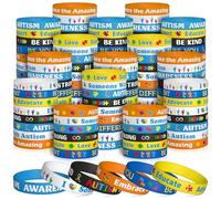 WATINC Lot de 240 bracelets en silicone pour sensibilisation à l'autisme - 6 pièces de puzzle colorées - Bracelets de motivation en caoutchouc avec messages inspirants pour hommes, femmes, adolescents
