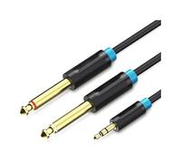 Watio Wave Câble audio - Câble stéréo jack 3,5 mm vers 2 x jack 6,5 mm, 5 m de long, noir, idéal pour les connexions audio professionnelles. *