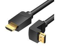 Watio Wave Câble HDMI - Câble 4K v2.0 M-M coudé de 1,5 m, noir, idéal pour la transmission audio et vidéo haute définition. *