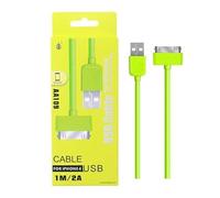 Watio Wave Câble USB 2.0 vers iPhone 4/4S, haute qualité, 1 m de long, vert, idéal pour des transferts rapides et fiables.