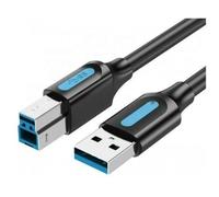 Watio Wave Câble USB 3.0 type B/M vers USB-A/M de 2 m, noir, haute vitesse de transfert, idéal pour les appareils électriques et la quincaillerie