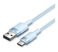 Watio Wave Câble USB C vers USB-A - Câble tressé de 1 m, bleu, compatible avec les appareils USB-C, transmission rapide de données et charge efficace. *