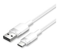 Watio Wave Câble USB C vers USB A tressé de 2 m de couleur blanche, idéal pour le transfert de données et la charge efficace