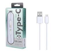 Watio Wave Câble USB - Câble de données USB 2.0 vers Type-C, 2 m de Long, 2,4 A de Puissance, Blanc, idéal pour des transferts Rapides et sûrs.