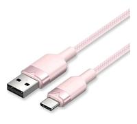 Watio Wave Câble USB - Câble USB C vers USB A tressé de 2 m, couleur rose, haute durabilité et charge rapide, idéal pour les appareils mobiles et accessoires