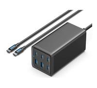Watio Wave Chargeur Mural de 200 W avec 4 Ports USB-C et 2 Ports USB-A. Idéal pour Plusieurs appareils. Couleur : Noir