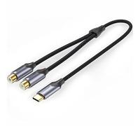 Watio Wave Convertisseur - Adaptateur USB C mâle vers 2 RCA femelle, 0,5 m, gris, compatible avec les appareils audio et vidéo, matériau durable