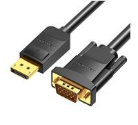 Watio Wave Convertisseur displayport vers VGA, 2 m de long, noir, idéal pour connecter des appareils à de vieux moniteurs. *