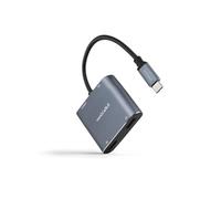 Watio Wave Convertisseur USB C vers 2 x HDMI et USB 2.0, Prend en Charge Le Transfert de données et la Charge, 15 cm de Longueur, Compact et léger