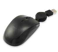 Watio Wave Souris Optique 1000 dpi, ambidextre, rétractable, Connexion USB, Couleur Noire, idéale pour Le Travail et l'utilisation Quotidienne.