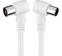WatioWave Câble TV de 8 m, avec connecteur à angle droit et de couleur blanche, idéal pour les connexions à des téléviseurs dans les espaces restreints.