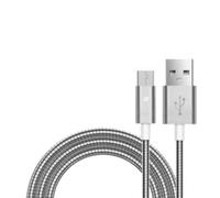 watiowave Câble USB vers micro USB 1,0 m - Tressé en nylon - Couleur argentée - Idéal pour charger et transférer des données depuis des appareils mobiles.