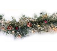 WatioWave Décoration de Noël LED avec neige, pommes de pin et boules 180 cm - Idéal pour embellir les espaces festifs et créer une atmosphère de Noël.