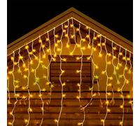 WatioWave Guirlande lumineuse LED en forme de stalactite, batterie 3 AA, 10 m, lumière blanche chaude, idéale pour la décoration intérieure et extérieure.