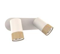 WatioWave Spot en bois blanc 2 x GU10, idéal pour éclairer l'intérieur et décorer des espaces de style moderne.